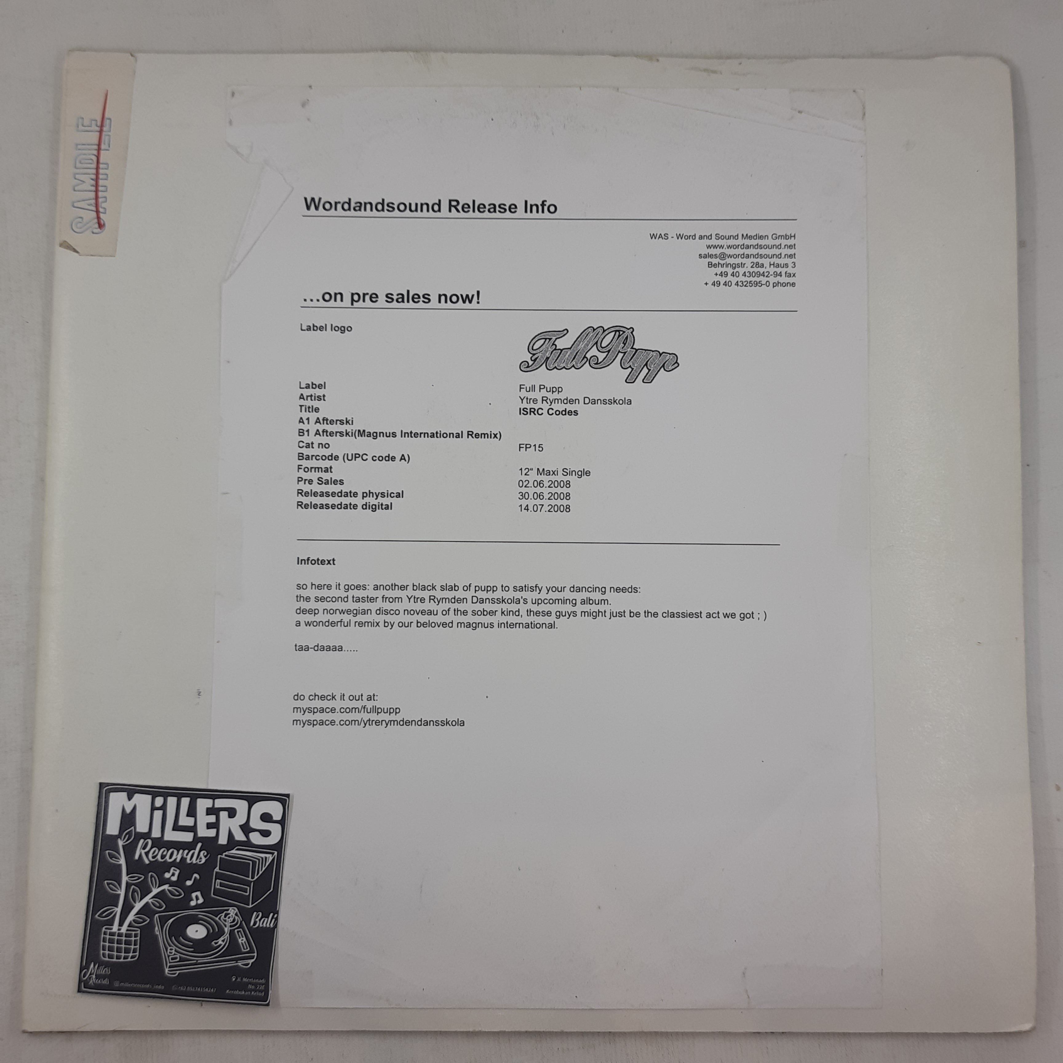 Ytre Rymden Dansskola – Afterski (VINYL / USED)