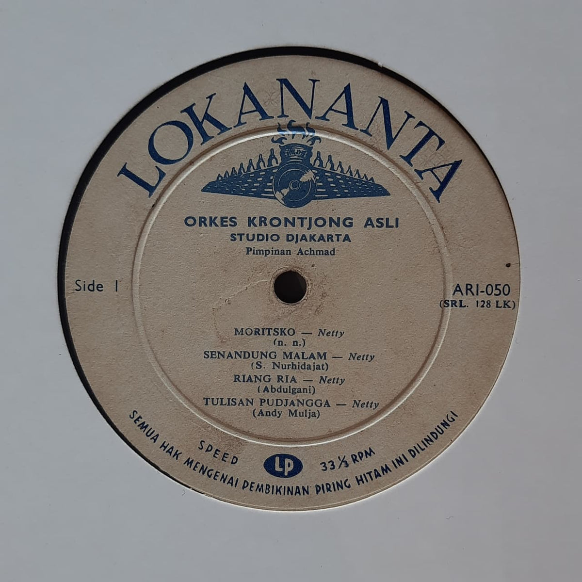 Netty, Orkes Krontjong Asli Studio Djakarta Pimpinan Achmad – Bintang Kesajangan Sepandjang Masa (VINYL / USED)
